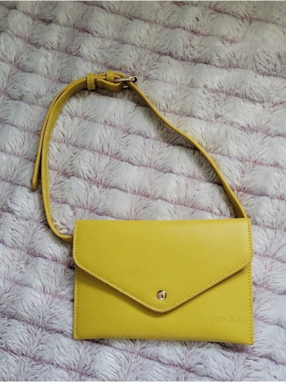 Goa Goa 100% Leather Sunshine Yellow Belt Bag Envelope Clutch  Minimalist Y2K